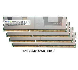 128GB DDR3 (4x Samsung 32GB PC3L-10600L 1333MHz 4Rx4 LRDIMM 1.35V ECC RAM)