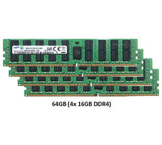 64GB DDR4 (4x Samsung 16GB PC4-17000 2133MHz 2Rx4 RDIMM 1.2V ECC RAM)
