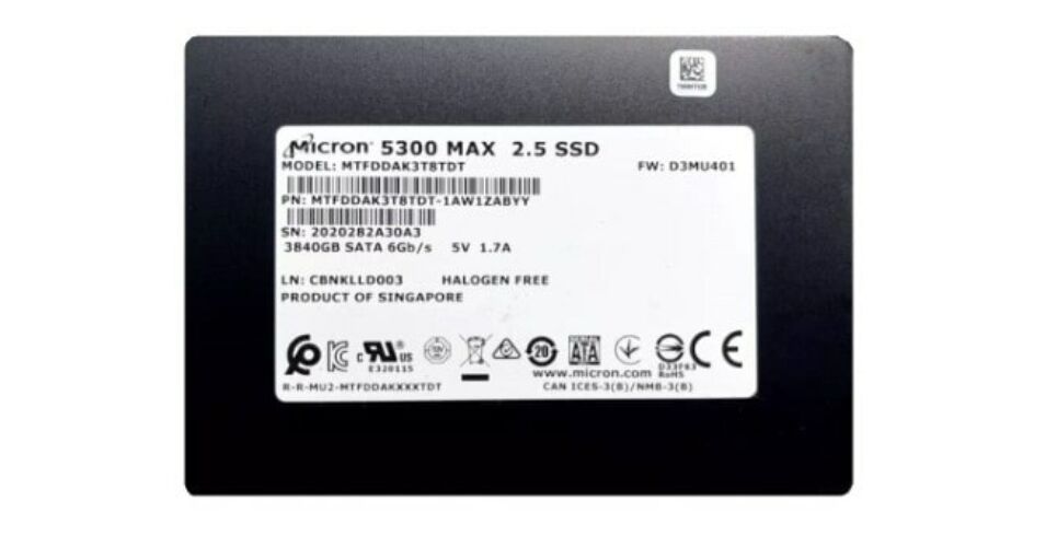 Micron 5300 MAX MTFDDAK3T8TDT 3.84TB SATA 6Gbps Mixed Use 2.5 SSD NEW ...